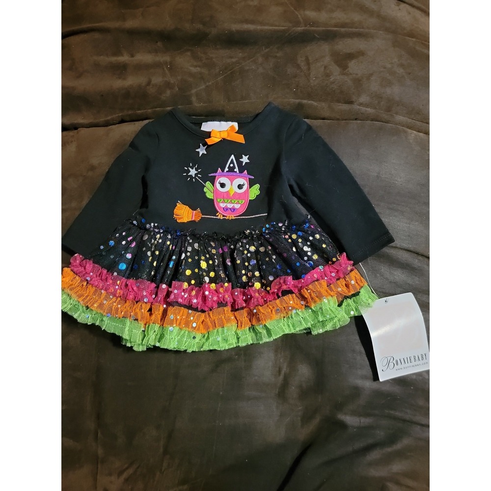 Bonnie baby Halloween owl‎ dress size 3 6 months nwt